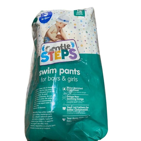 Gentle Steps Swim Pants Diapers For Boys & Girls Size S 16-26 Lbs Small 12 Count - Picture 2 of 9